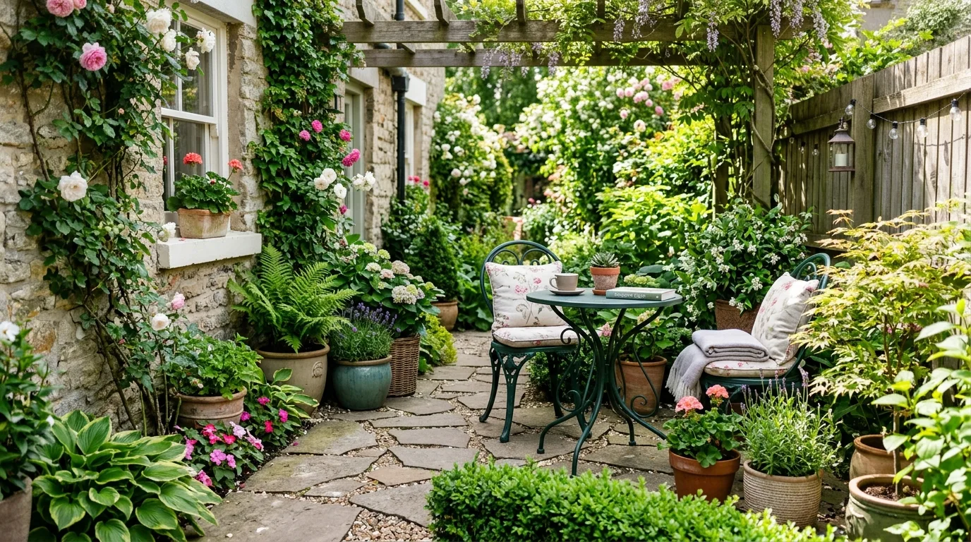 Mulched Side Yard With Easy Shrubs